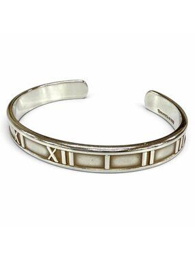Tiffany & Co Atlas Narrow Cuff Bangle Silver Bracelet